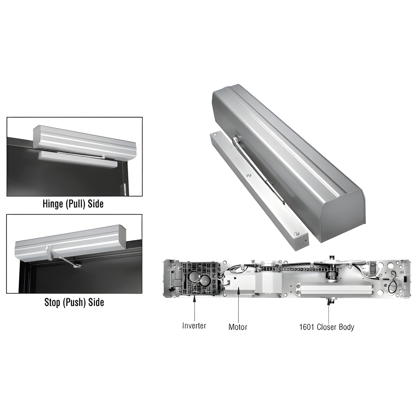 Norton LEO low-energy power door operator, aluminum cover with 1601 closer body - SKU LE05741A