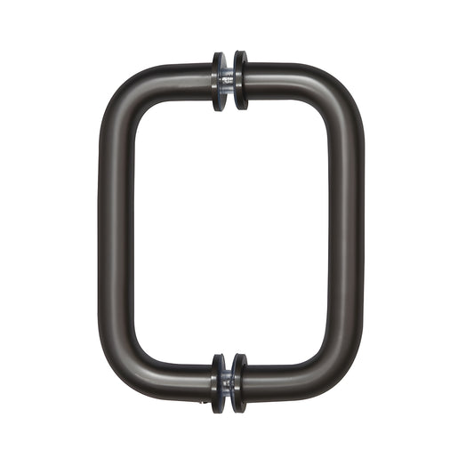 CRL BM6X60RB oil rubbed bronze 3/4 in tubular back-to-back glass pull handle with metal washers, 6 in C-C