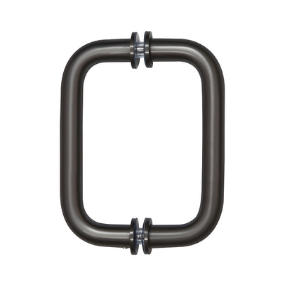Oil rubbed bronze 6in center tubular brass shower door pull, back-to-back glass mount, fits 1/4-1/2in glass - SKU SDPR60RB