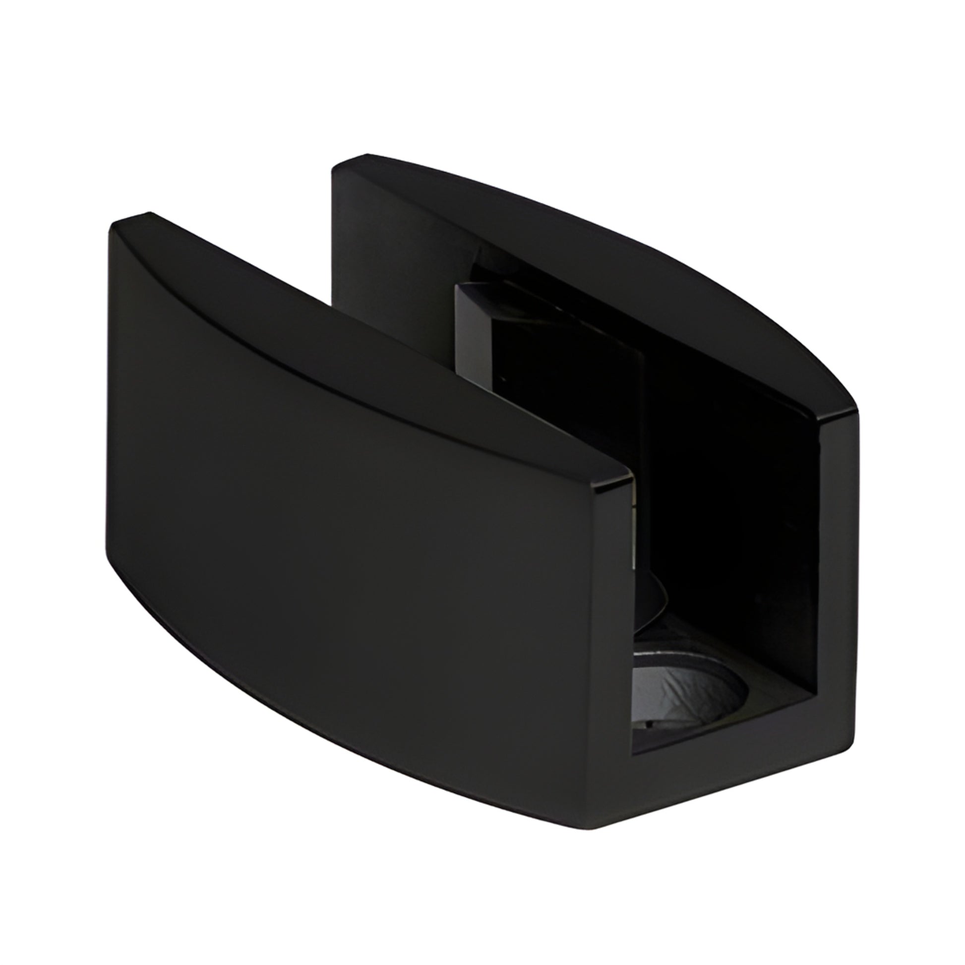 Matte black Laguna bottom floor guide for 3/8-1/2" (10-12mm) glass doors, low-profile sliding guide (SKU LS307MBL)