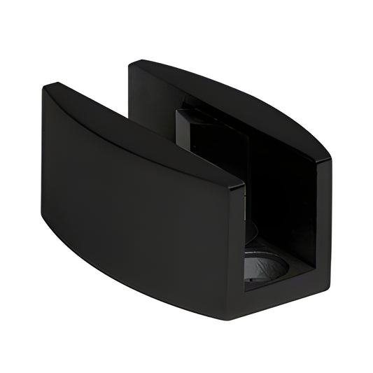 Matte black Laguna bottom floor guide for 3/8-1/2" (10-12mm) glass doors, low-profile sliding guide (SKU LS307MBL)