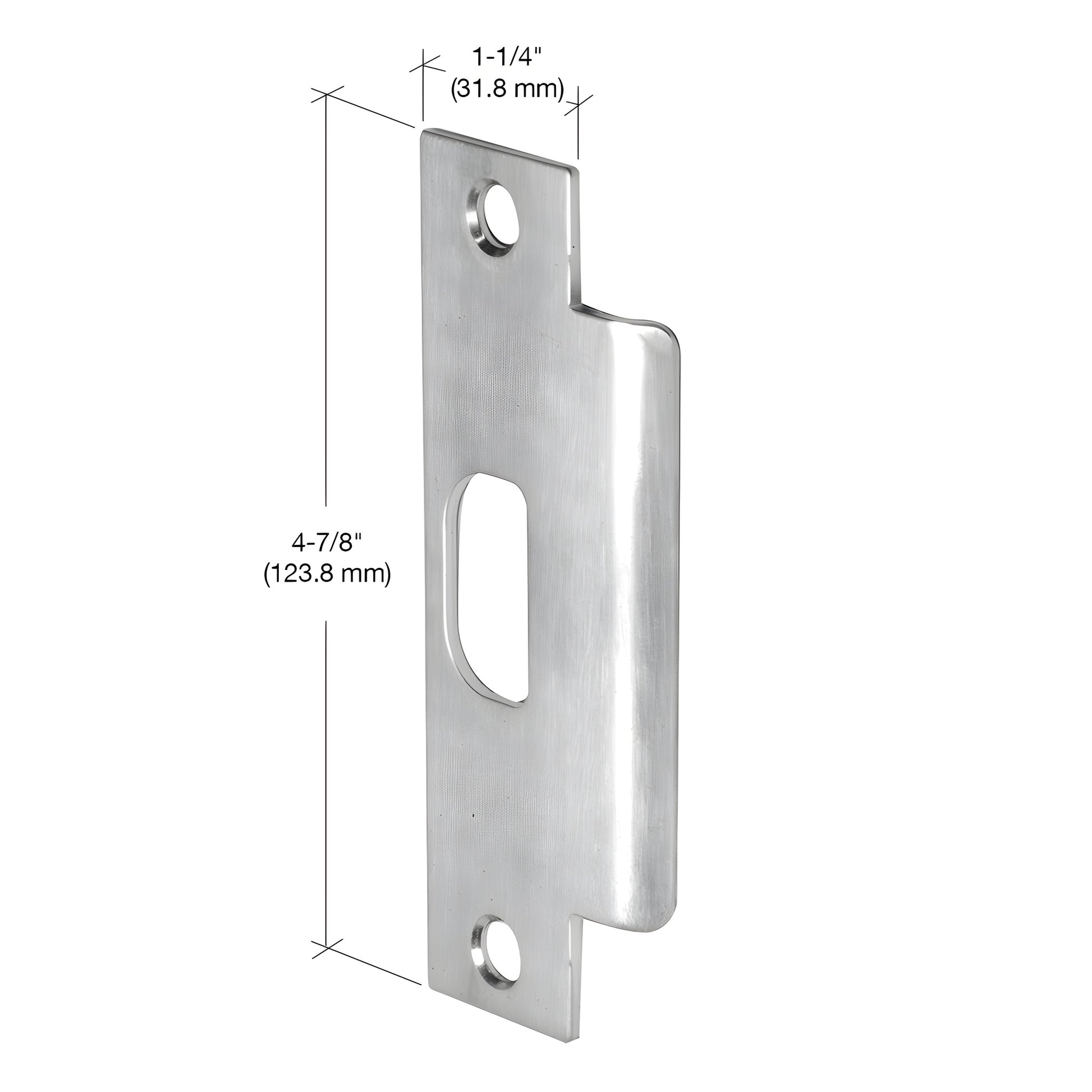 PLK1ASA brushed stainless steel deadlatch strike plate, reversible, commercial Grade 1, 4-7/8" height