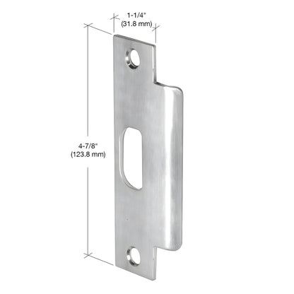 PLK1ASA brushed stainless steel deadlatch strike plate, reversible, commercial Grade 1, 4-7/8" height