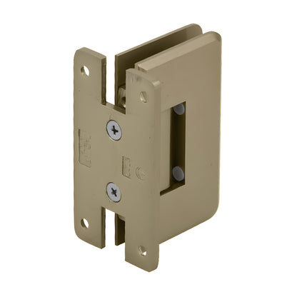 Brushed bronze solid brass shower door hinge SKU C0L037BBRZ, wall-mount H back plate for 3/8-1/2" glass