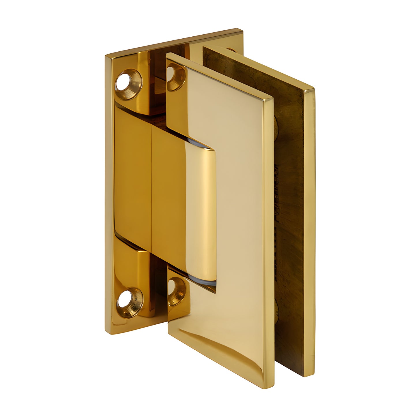 Polished brass adjustable Geneva glass door hinge, full back plate (SKU GEN337BR)