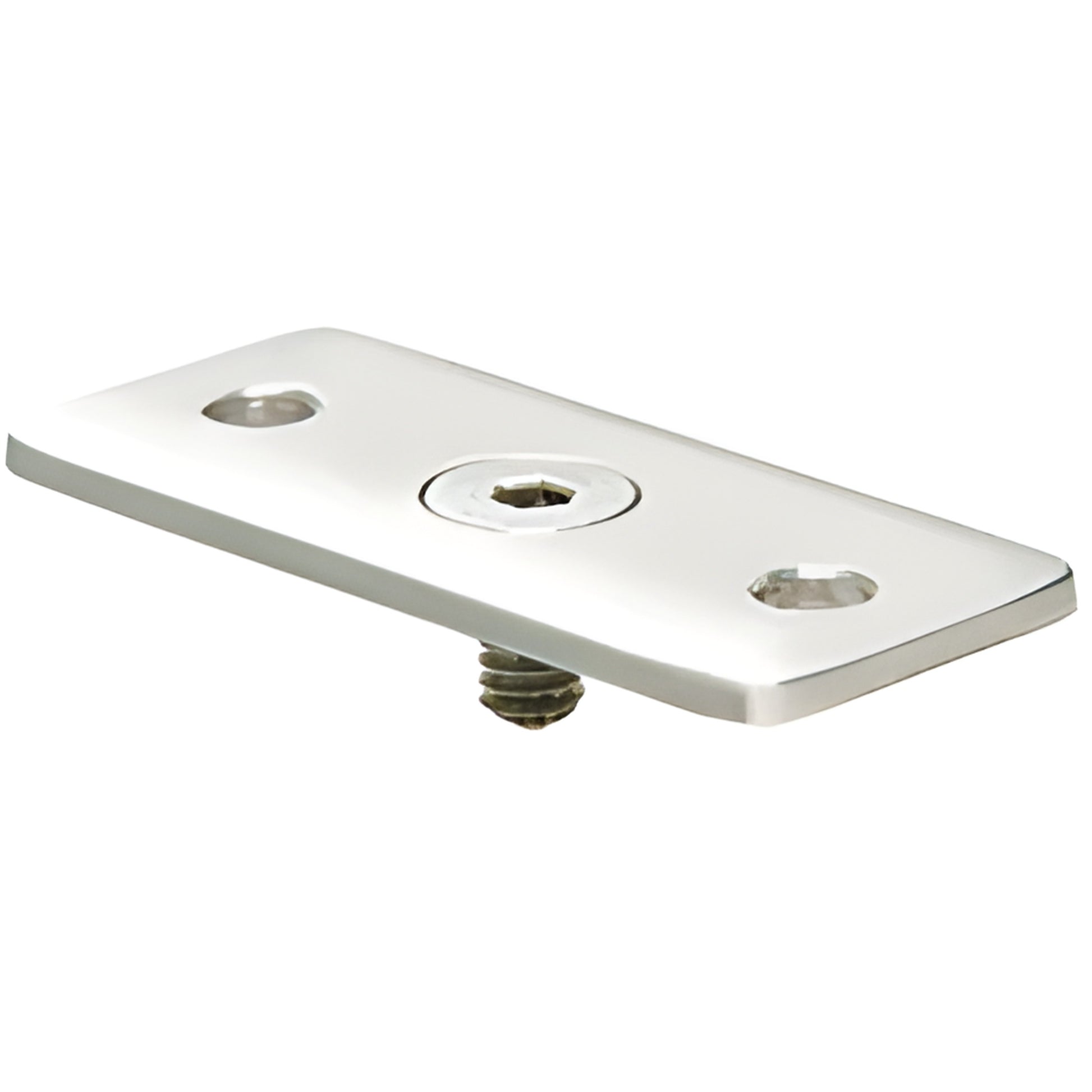 Polished stainless steel flat adapter plate (SKU HBFP1PS) for 1-1/2, 1.9 or 2 in square handrail; includes screw