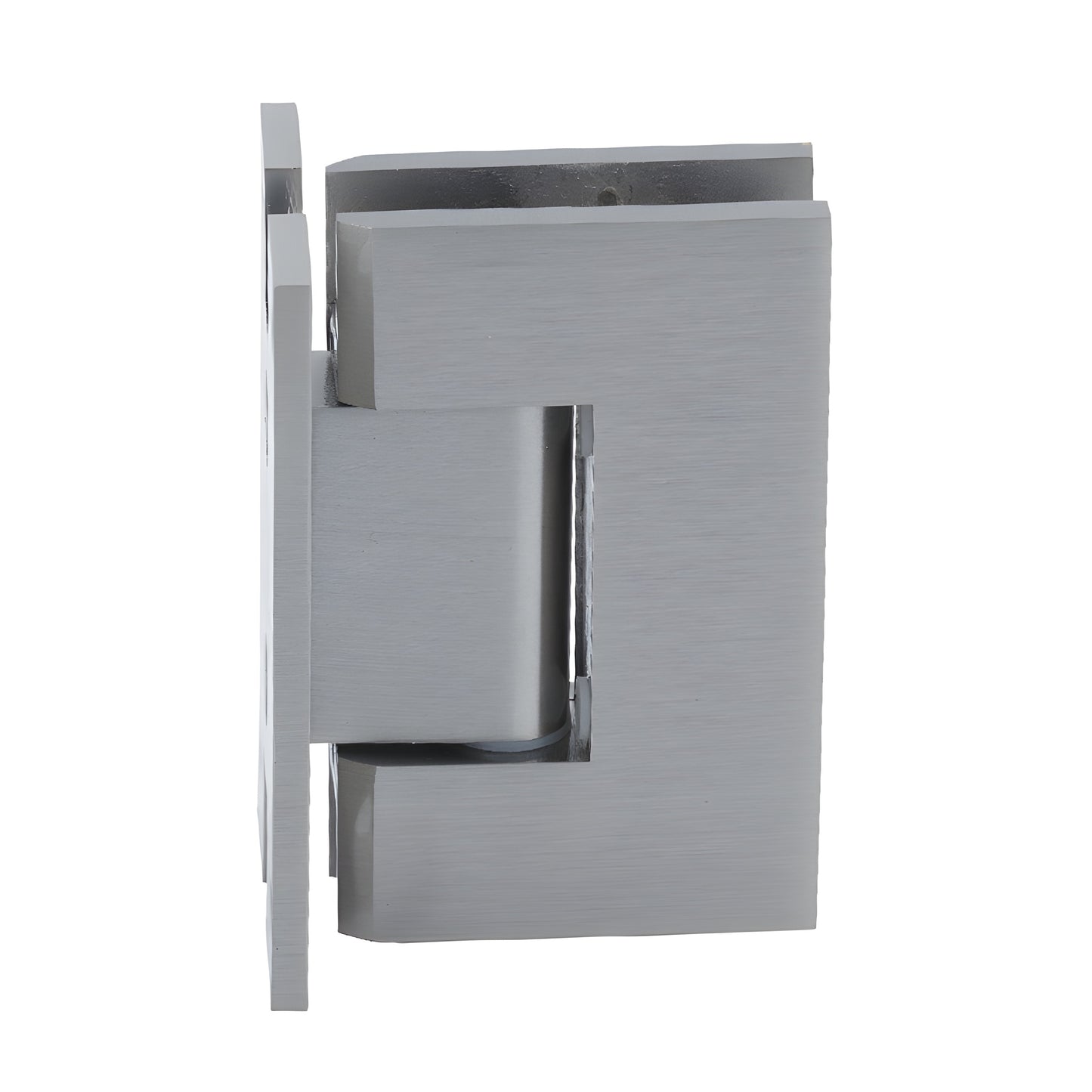 Brushed nickel H-shaped wall mount hinge for 8-12mm frameless glass shower door, SKU GENH037BN