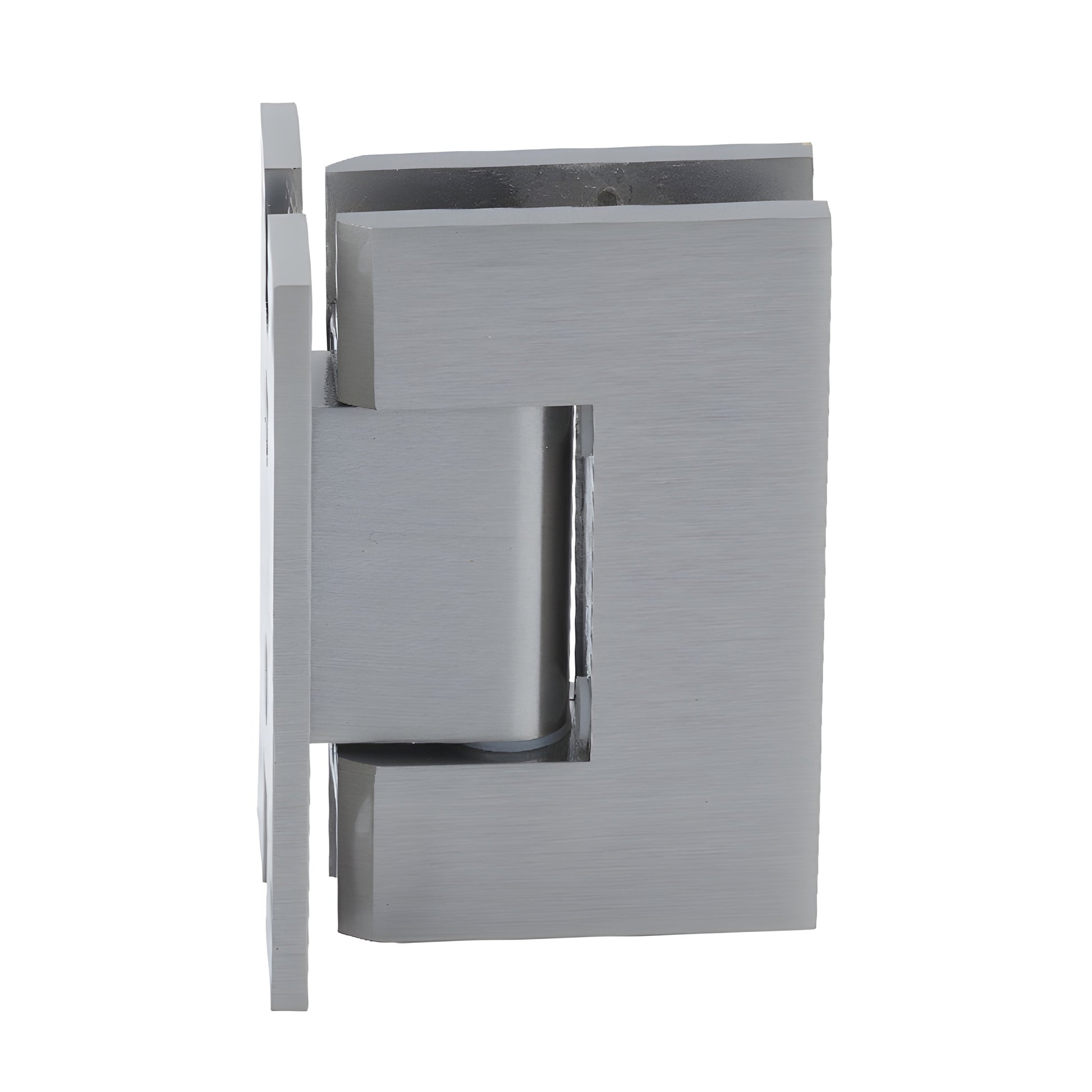 Brushed nickel H-shaped wall mount hinge for 8-12mm frameless glass shower door, SKU GENH037BN