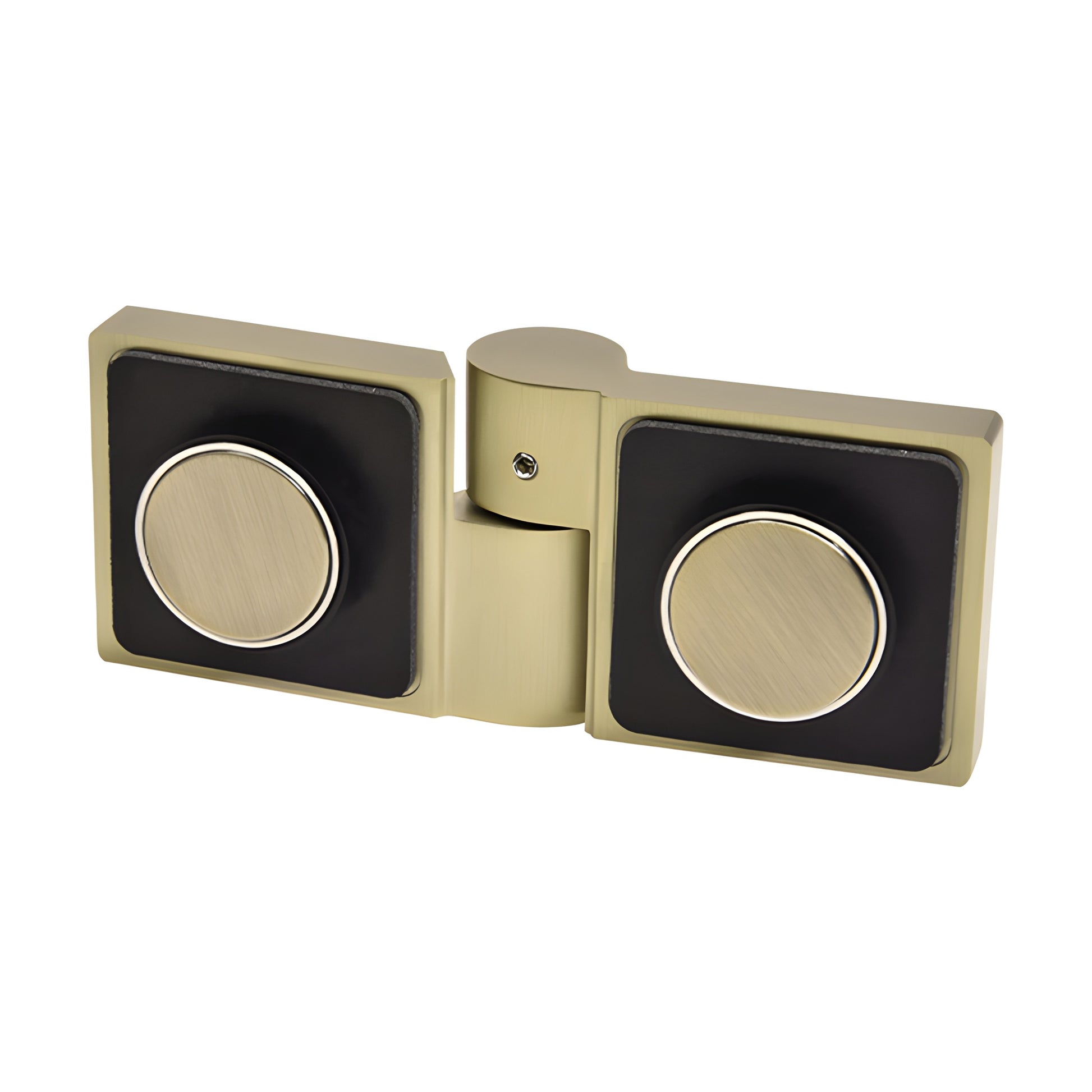 Lugano brushed-bronze concealed glass-to-glass shower hinge, left-hand, square profile for 8-10mm tempered glass