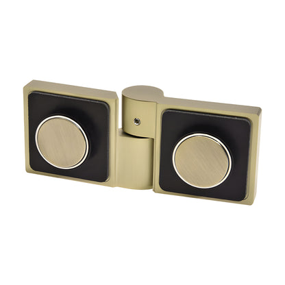 Lugano brushed-bronze concealed glass-to-glass shower hinge, left-hand, square profile for 8-10mm tempered glass