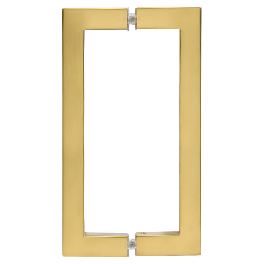SQ Series square-corner brass pull handle in modern gold, 8" center-to-center back-to-back mount - SKU SQ8X8MG.