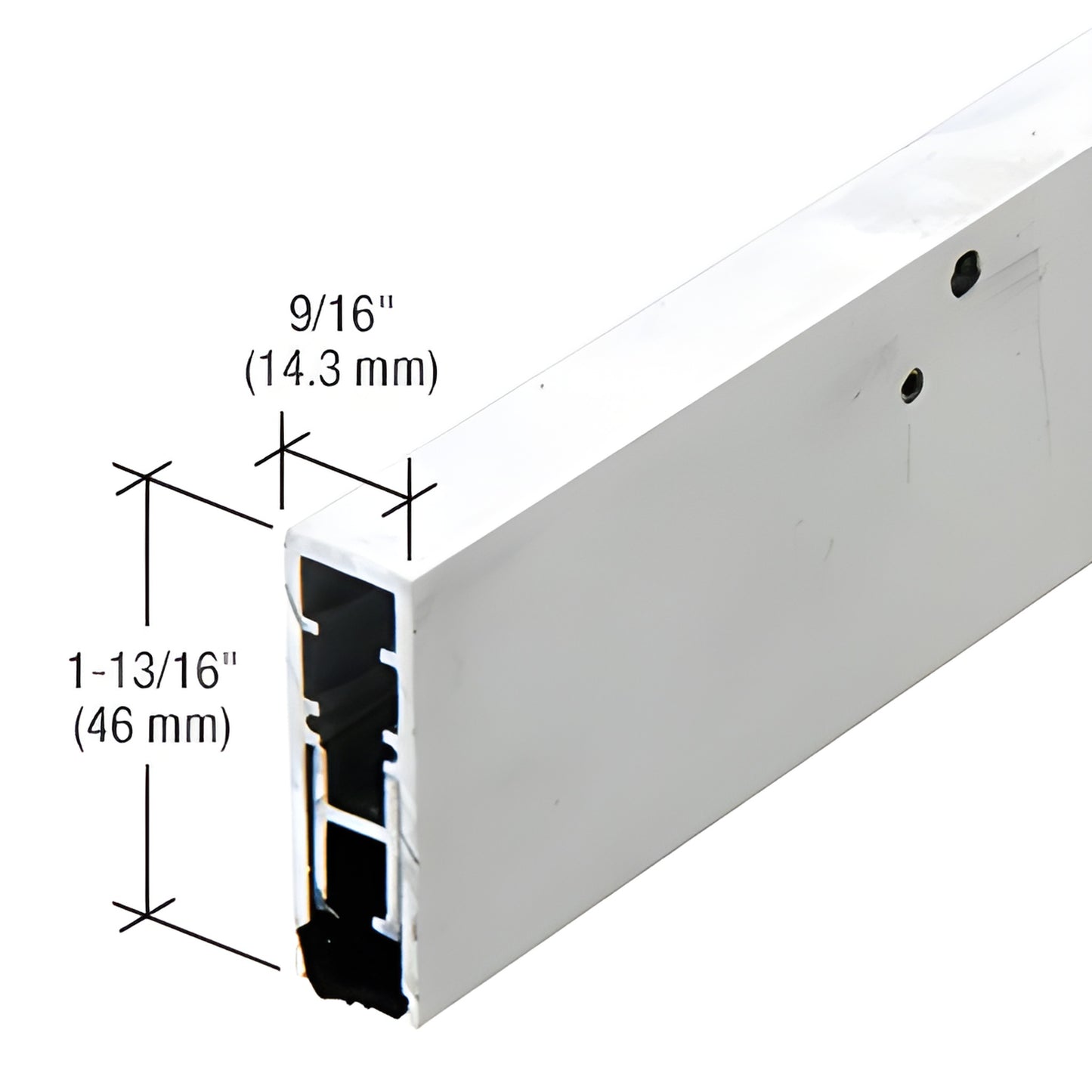 Aluminum CRL automatic door bottom 48" (SKU 70NGA48), 1 13/16" x 9/16", trimmable and field-reversible