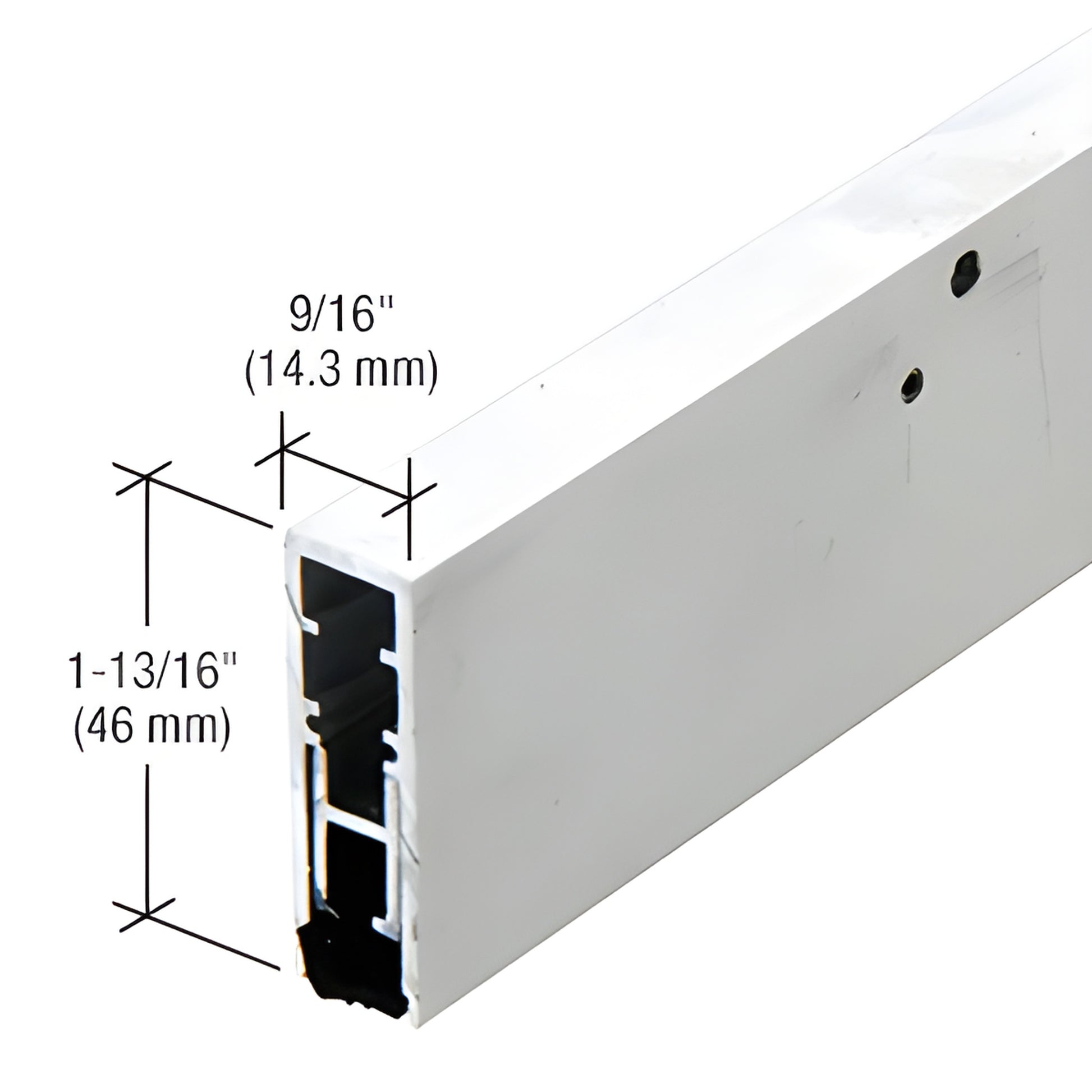Aluminum CRL automatic door bottom 48" (SKU 70NGA48), 1 13/16" x 9/16", trimmable and field-reversible