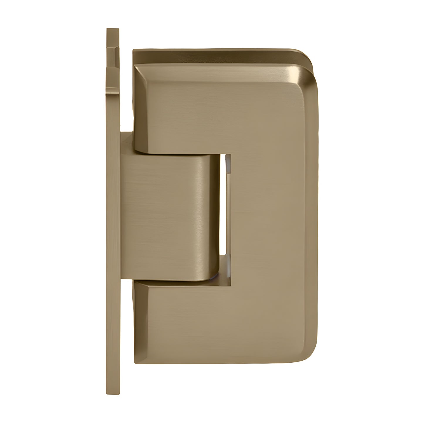Dark brushed bronze solid brass Cologne shower hinge, wall mount "H" plate for 3/8-1/2" glass (SKU C0L037DBBZ)