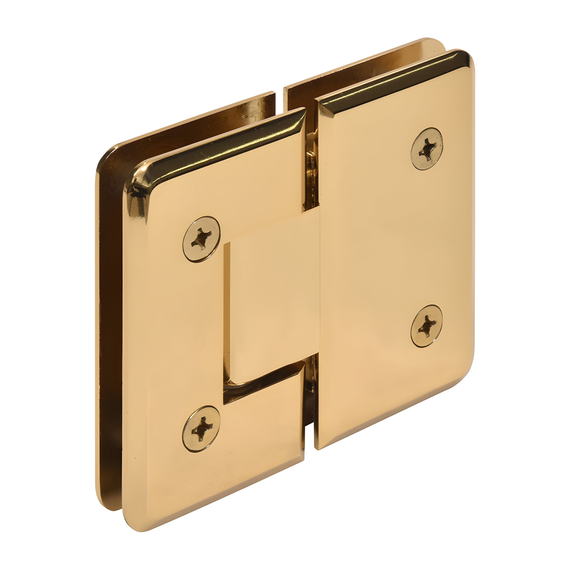 French gold solid brass 180 glass-to-glass beveled shower hinge (Cologne) - SKU C0L180FG