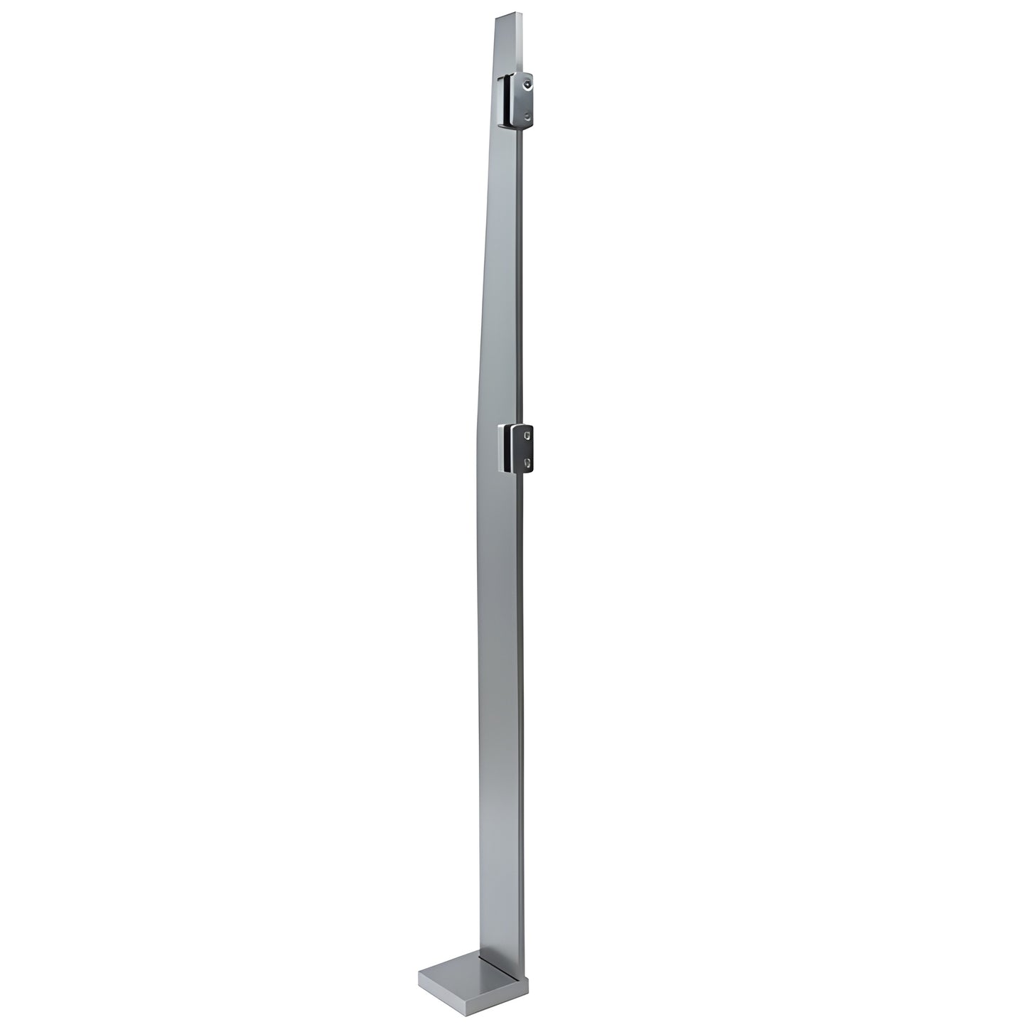 K84REKBSC 84" brushed stainless steel 316 freestanding glass partition post with welded base and glass fittings