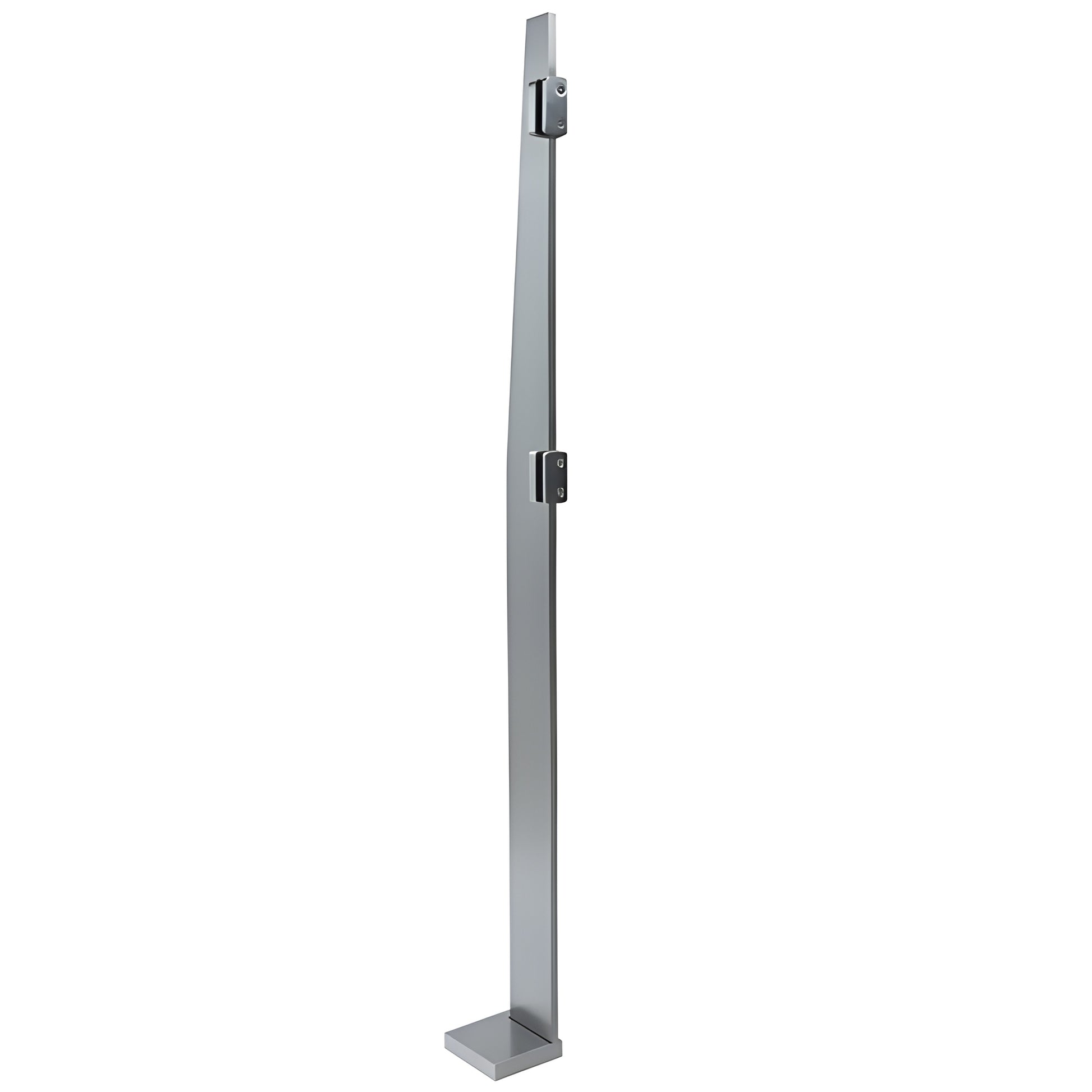 K84REKBSC 84" brushed stainless steel 316 freestanding glass partition post with welded base and glass fittings