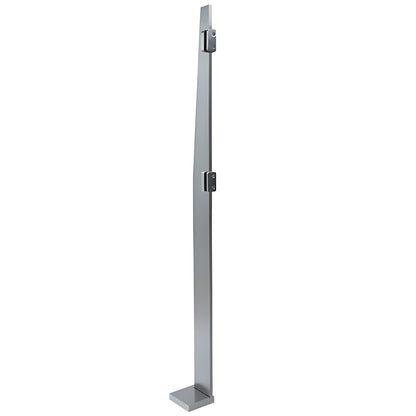 K84REKBSC 84" brushed stainless steel 316 freestanding glass partition post with welded base and glass fittings