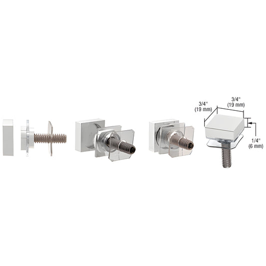 CRL SCAP75SC satin chrome 3/4" square cap assembly standoff with screw and removable indexed cap