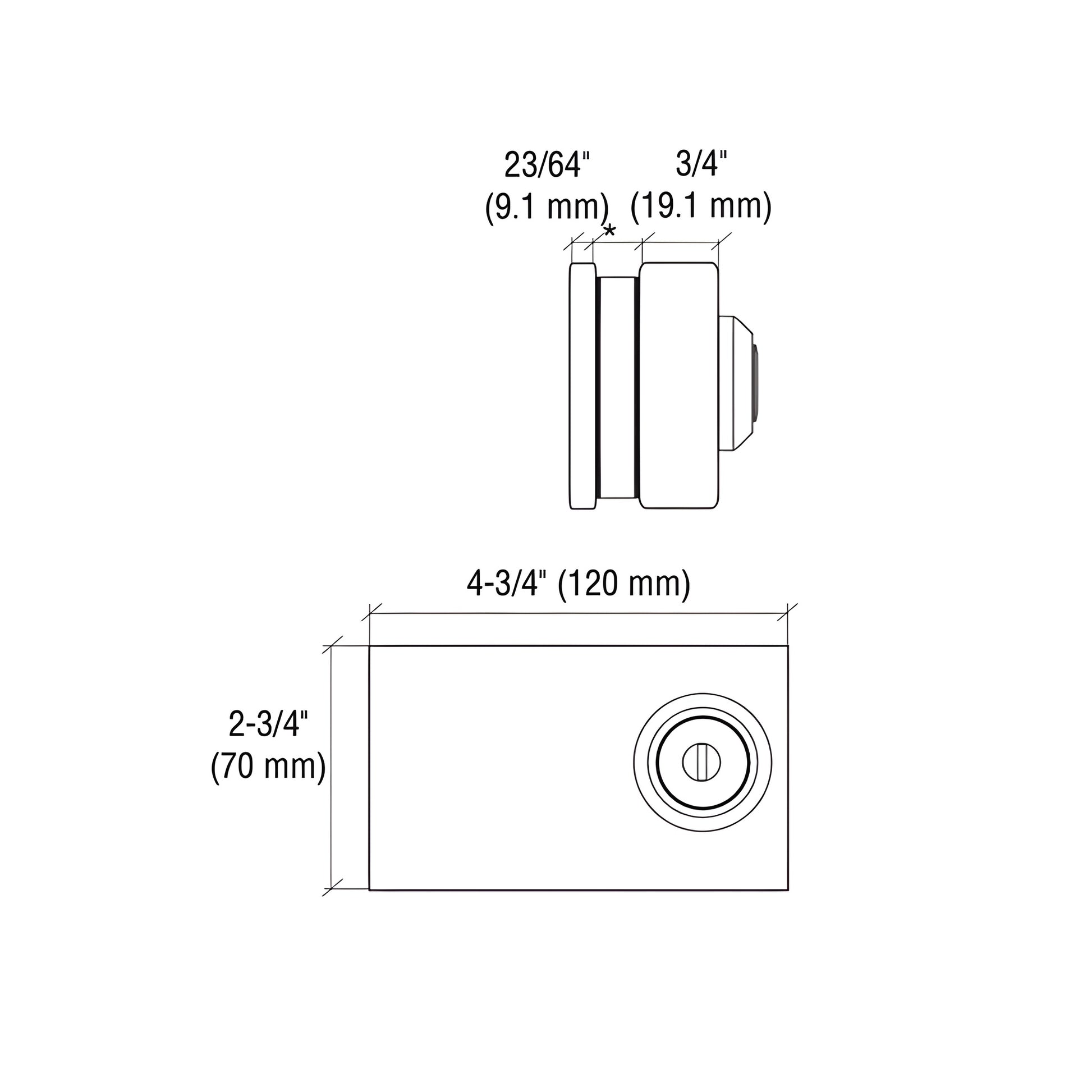 Matte black CRL slip-on patch lock (SKU 01P12MBL) for 1/2 in tempered glass doors, cylinder lock with key visible.