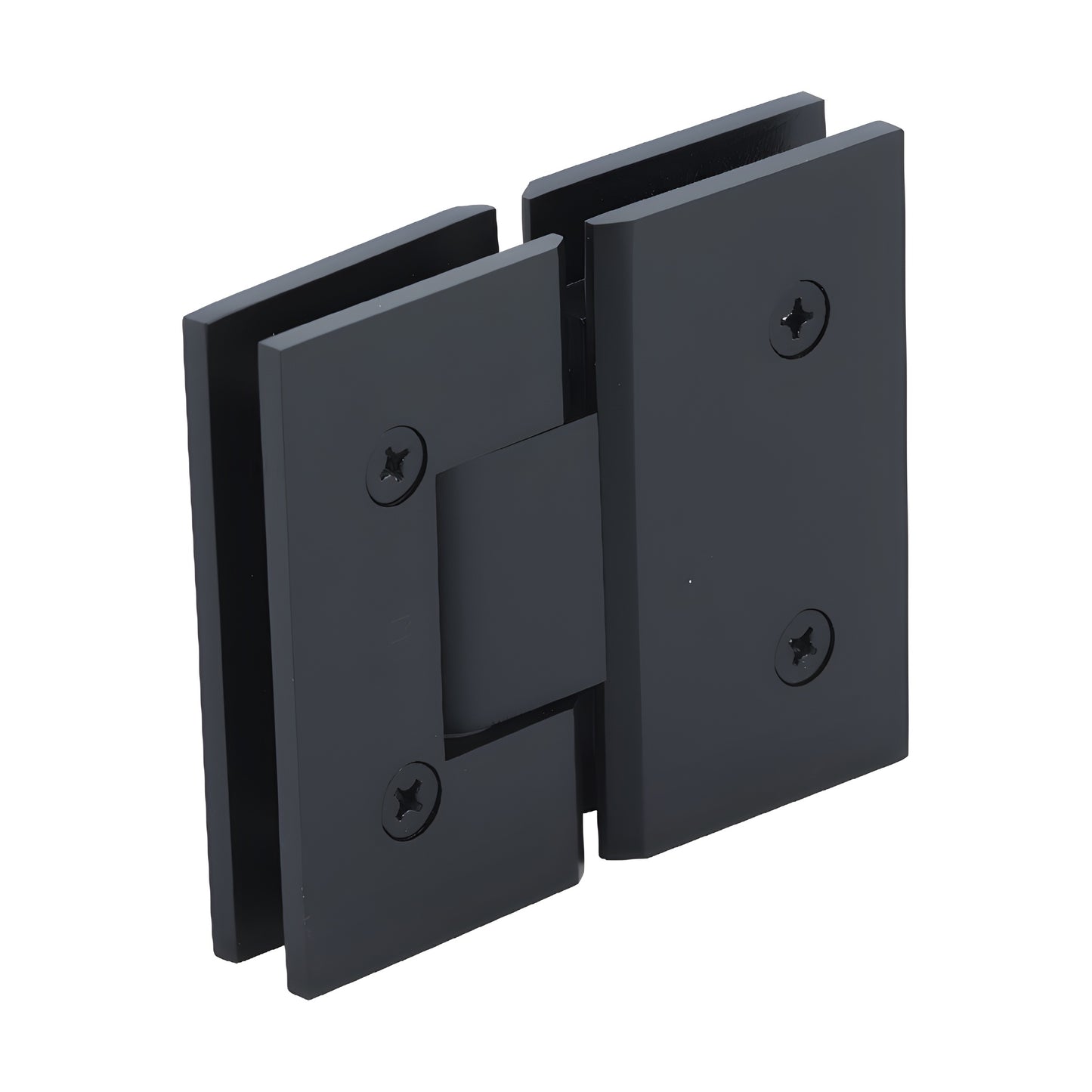 Oil-rubbed bronze squared brass glass-to-glass shower door hinge, fits 3/8-1/2 tempered glass