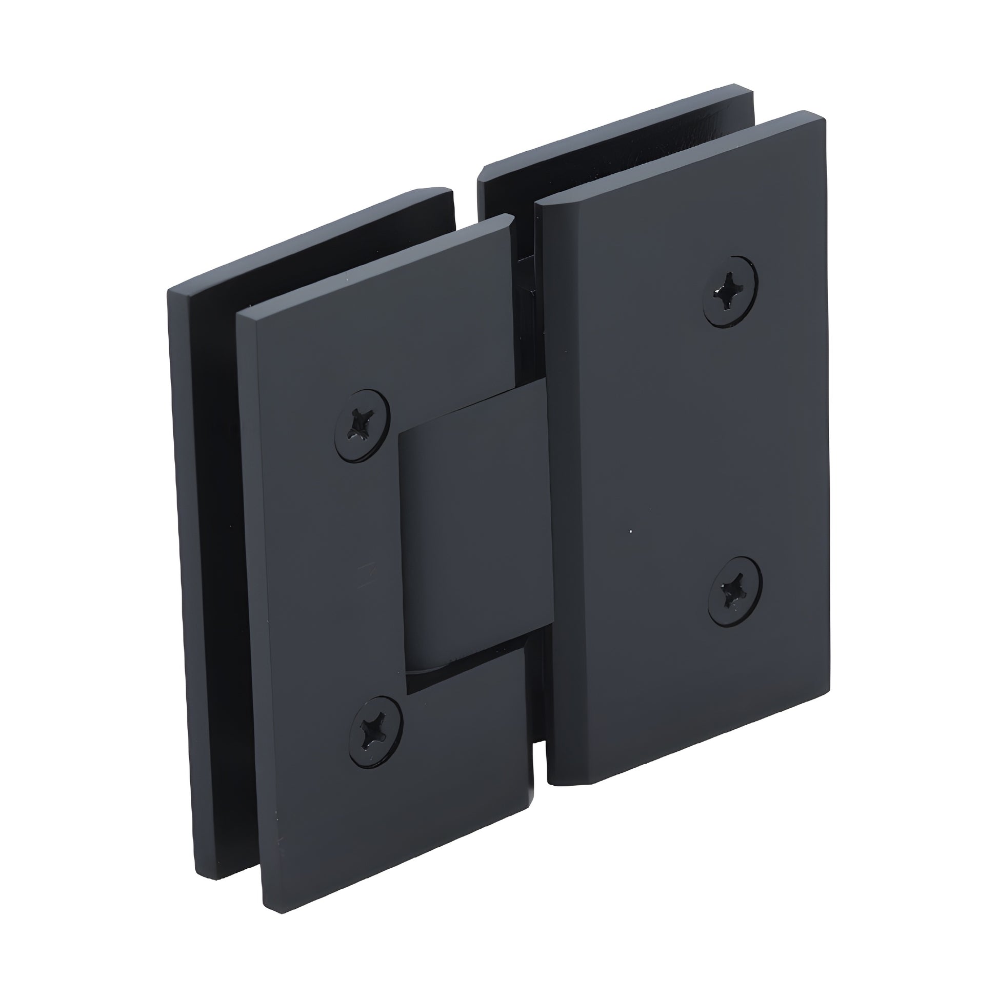 Oil-rubbed bronze squared brass glass-to-glass shower door hinge, fits 3/8-1/2 tempered glass