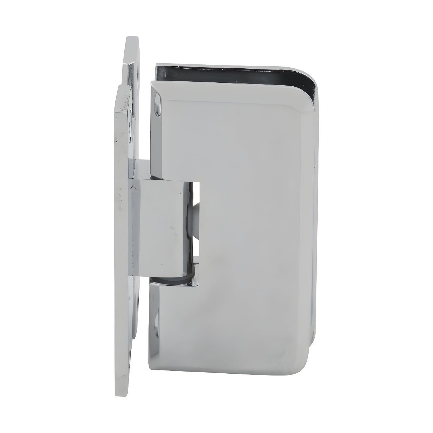 Polished chrome brass wall-mount shower hinge for 1/4-5/16 (6-8mm) glass, Petite series (SKU PET037CH)