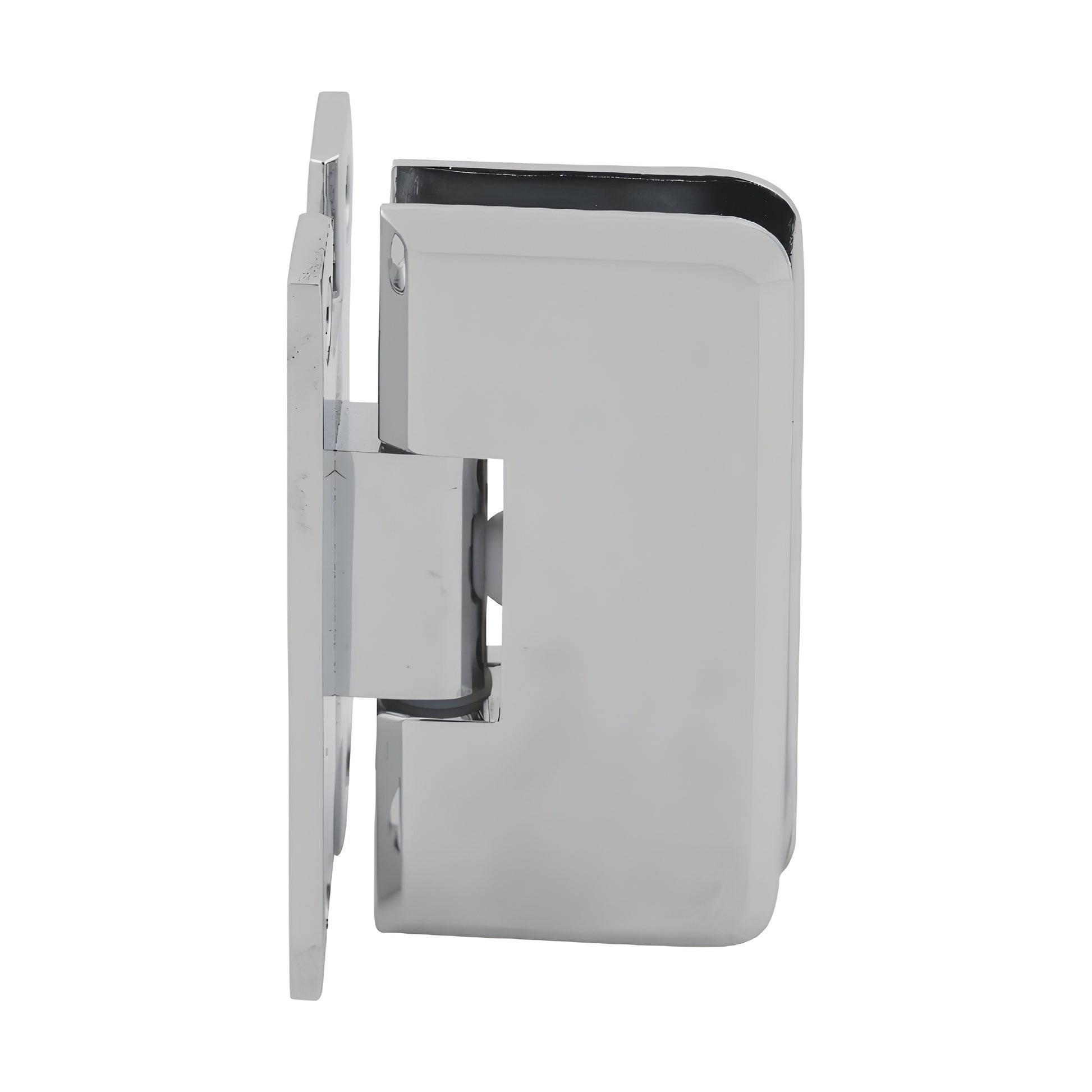 Polished chrome brass wall-mount shower hinge for 1/4-5/16 (6-8mm) glass, Petite series (SKU PET037CH)