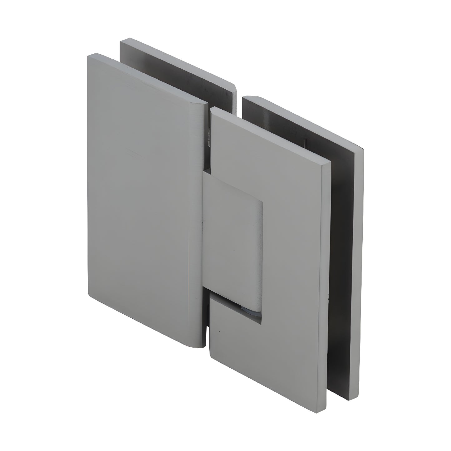 GEN180BN brushed nickel glass-to-glass square shower hinge, solid brass, self-centering, fits 8-12mm glass