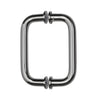 Polished chrome solid brass rectangular pull handle for frameless glass doors, 3/4" dia, 6" c-c (SKU SPH6CH)