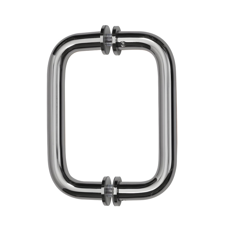 Polished chrome solid brass rectangular pull handle for frameless glass doors, 3/4" dia, 6" c-c (SKU SPH6CH)