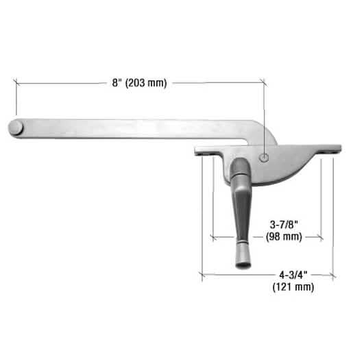 CRL Aluminum 8-inch Right Hand Teardrop Casement Window Operator for smooth operation