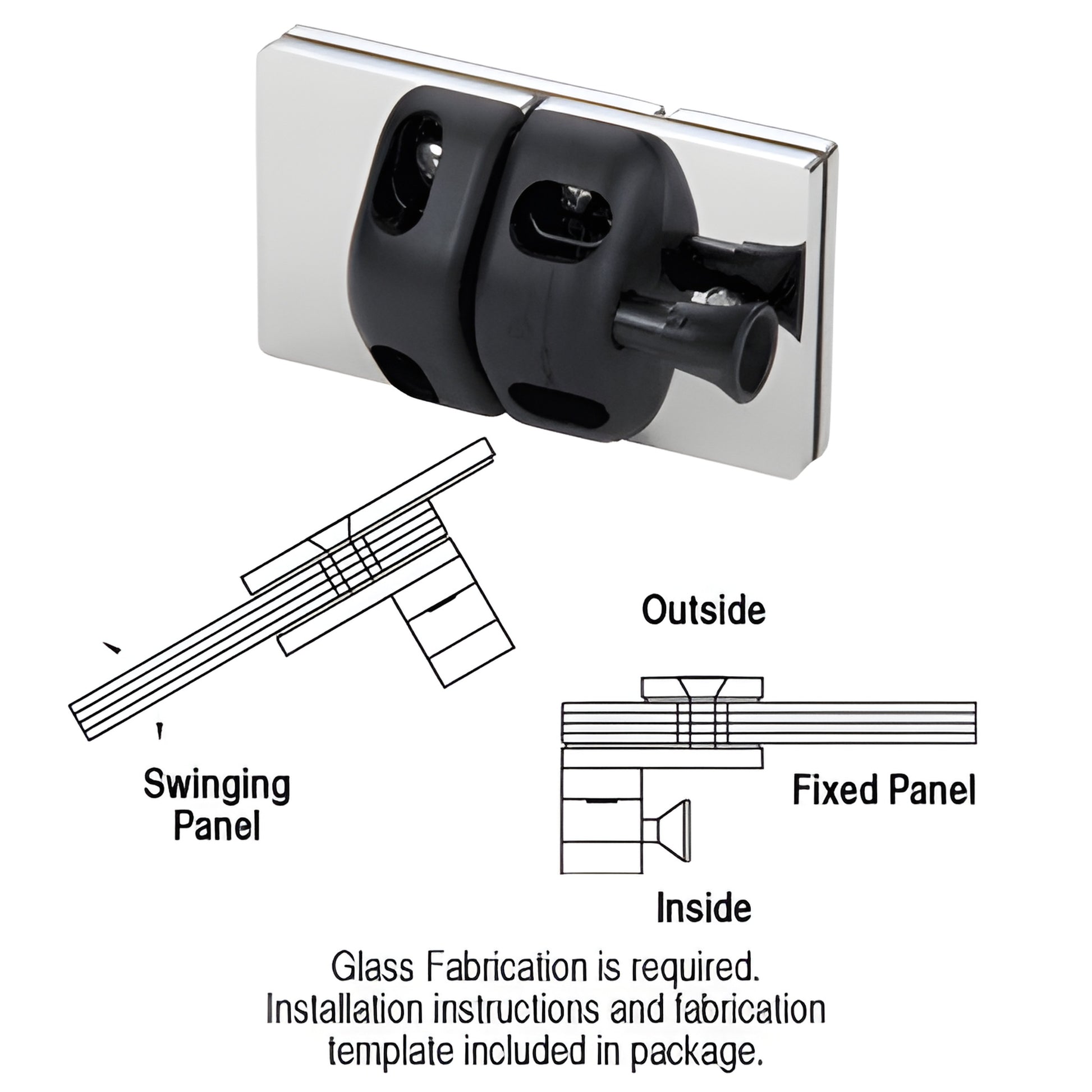 MLSP2PS polished stainless steel glass-to-glass gate latch for 1/2" tempered glass, inside mount for out-swinging gates
