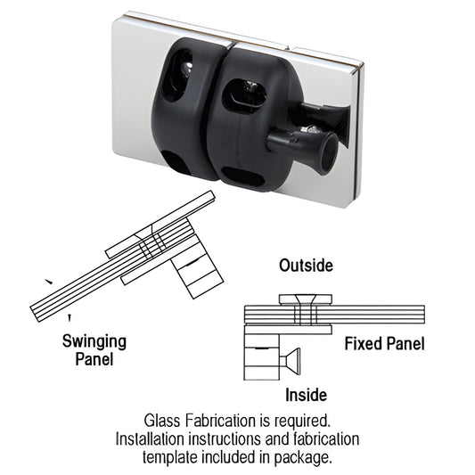 MLSP2PS polished stainless steel glass-to-glass gate latch for 1/2" tempered glass, inside mount for out-swinging gates