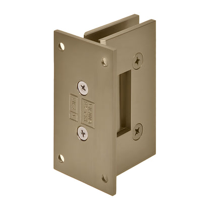 CRL Vienna solid brass shower door hinge, dark brushed bronze, wall-mount full back plate (SKU V1E037DBBZ)