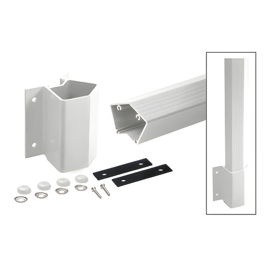 FP542KW sky-white 135 aluminum inside-corner fascia post kit with bracket, gasket, caps and hardware