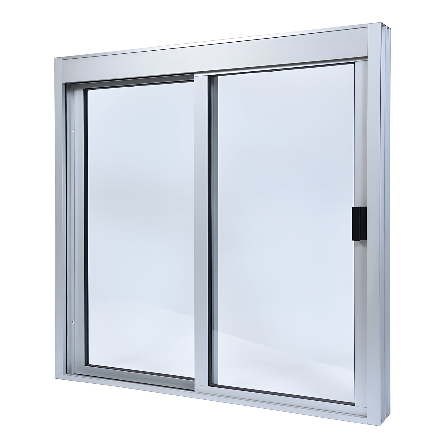 DW36360XGA satin anodized aluminum 36x36 sliding service window, factory glazed 1/4" tempered glass, self-latching handle
