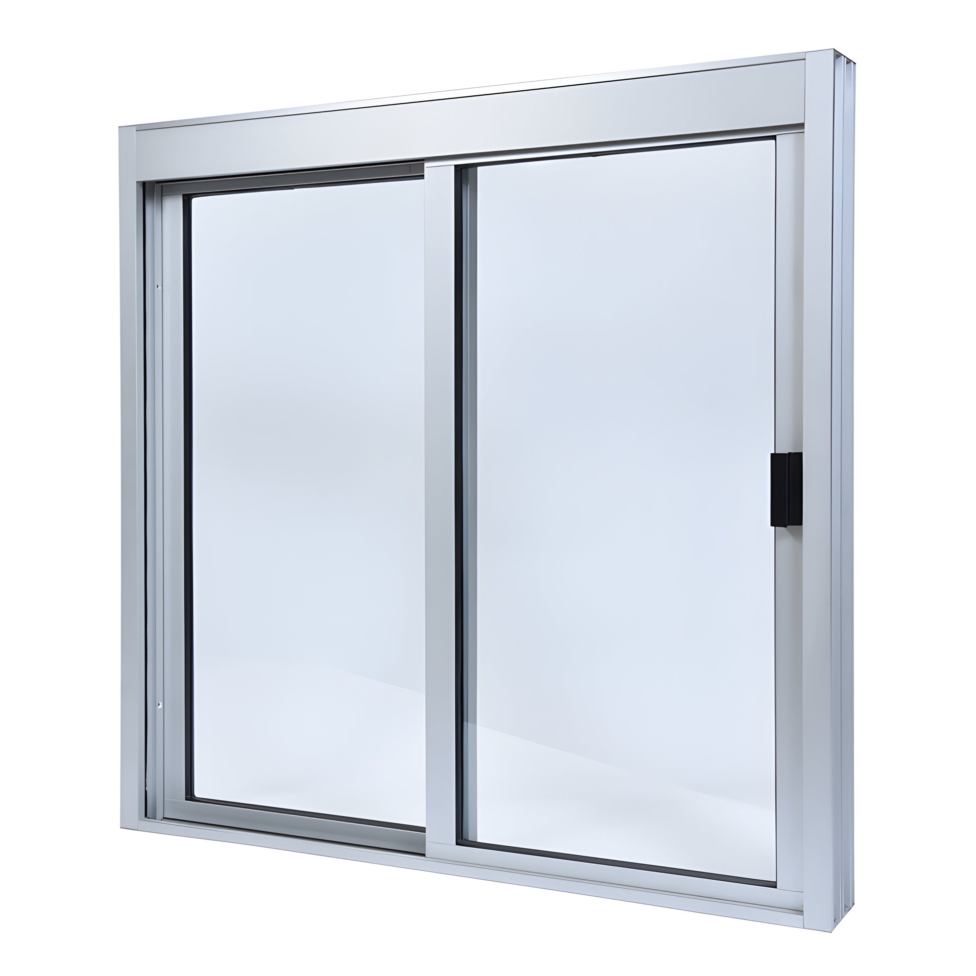 DW36360XGA satin anodized aluminum 36x36 sliding service window, factory glazed 1/4" tempered glass, self-latching handle