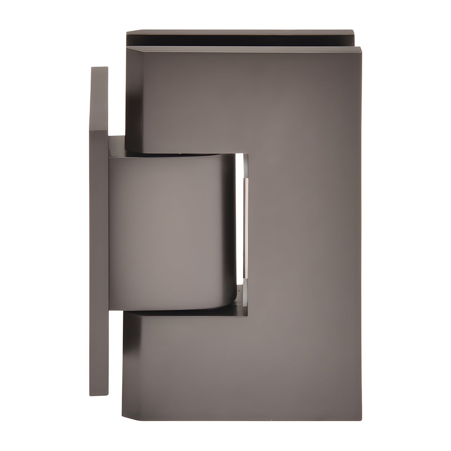 Matte gun metal brass Vienna shower hinge, wall-mount short back plate for 3/8-1/2 glass