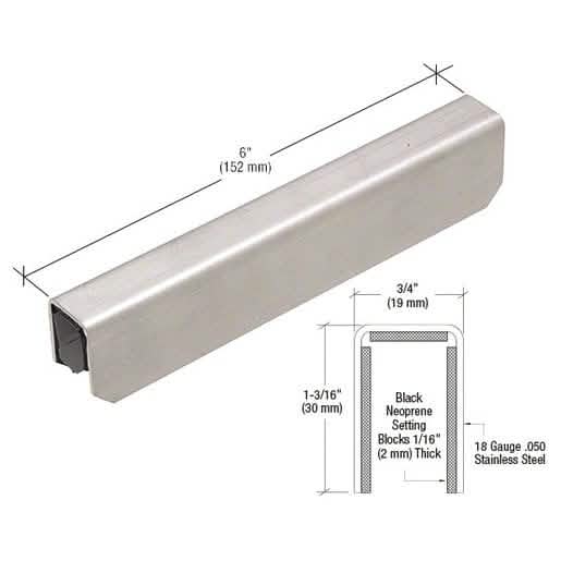 CRL Mill Stainless Steel Connector Sleeve for durable 1" x 1-5/16" cap rail support.