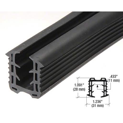 CRL Roll Form Cap Rail Black Rubber Insert for 1/2" Monolithic & 9/16" Laminated Glass