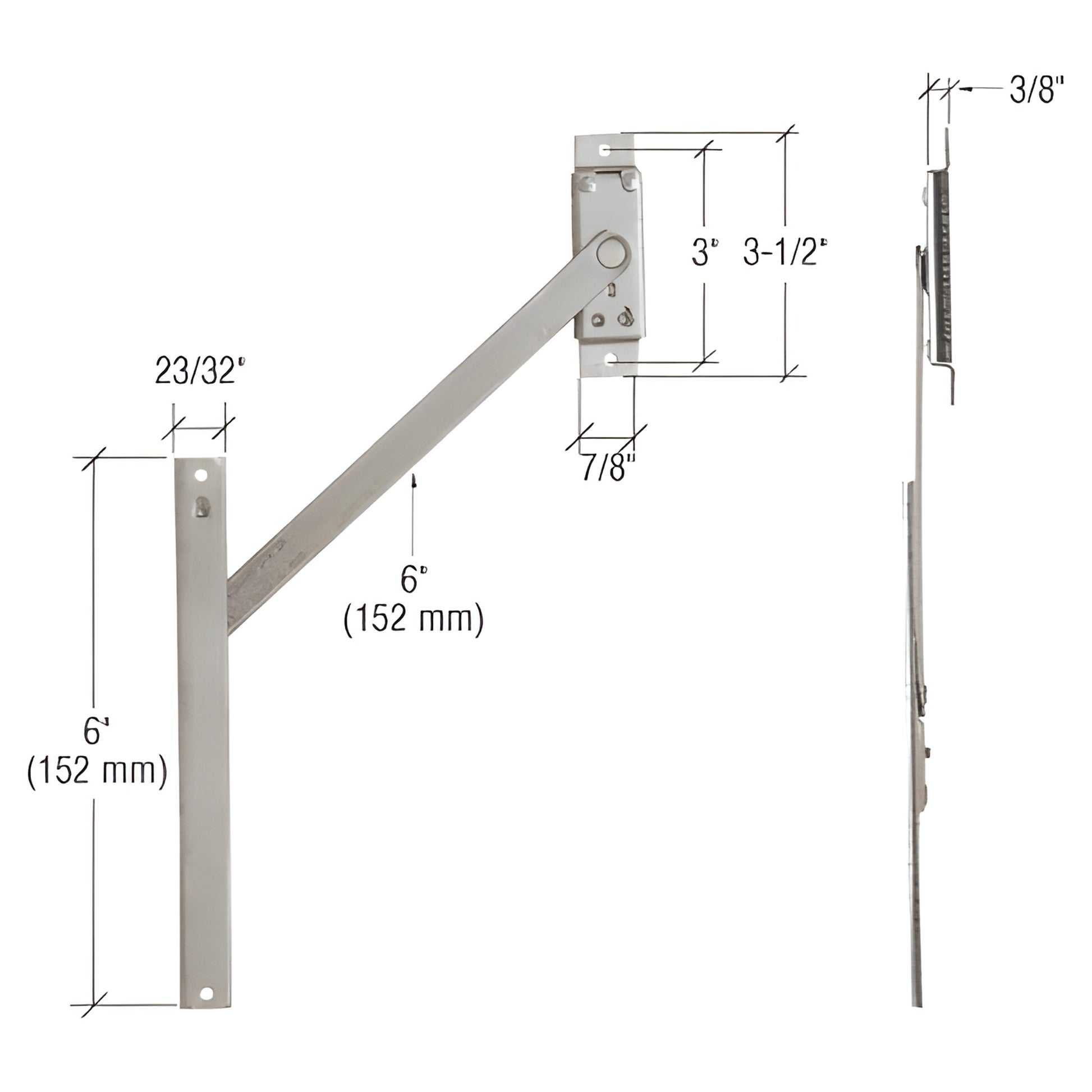 WH64642 stainless steel 6in adjustable window sash adjuster with brass sliding shoe and nylon friction block