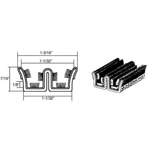 CRL Unbeaded Flexible Double Glass Run Channel, 1-3/16" x 7/16", 100' Roll - Product Image