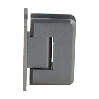 P1N037BN Pinnacle brushed-nickel brass glass shower hinge, wall-mount H plate for 8-12mm tempered glass, beveled edges