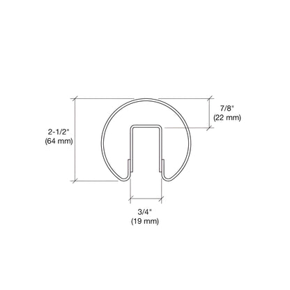 GR25BS14 brushed stainless steel 2-1/2 in. premium cap rail section with welded internal channel