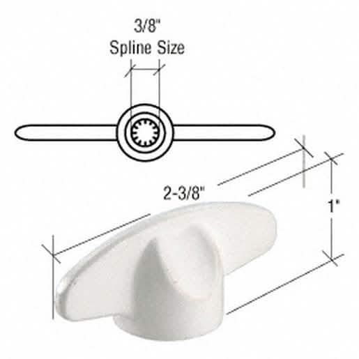 CRL White 3/8" Spline T-Crank Handle for Andersen Windows - Durable & Easy to Install