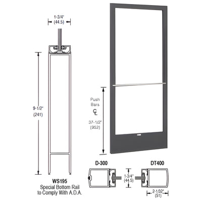 CRL-U.S. 250 Aluminum Bronze Narrow Stile Inactive 3'x7' Black Door