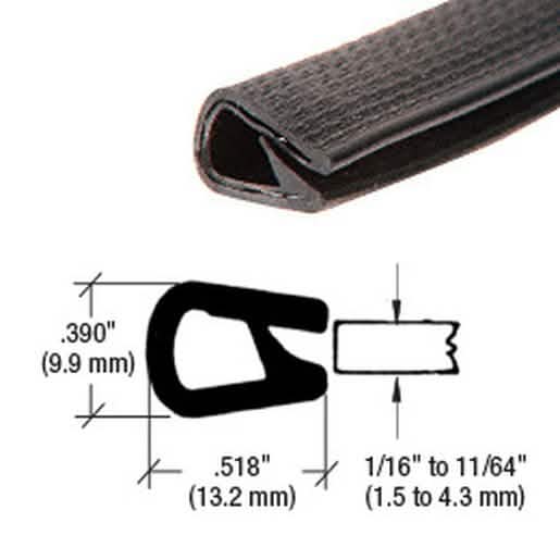 Close-up of CRL Black Basketweave100 QuickEdge™ Trim, perfect for seamless edge protection