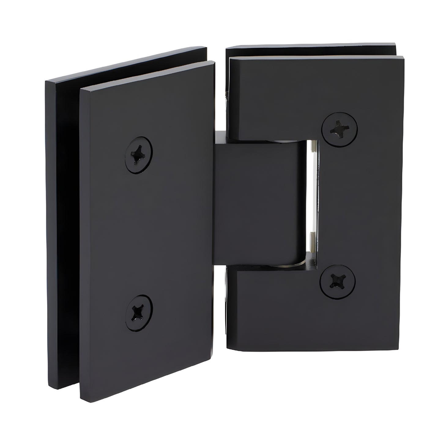 Matte oil-rubbed bronze square shower hinge for 3/8-1/2" glass, glass-to-glass 135 , SKU V1E0450RB
