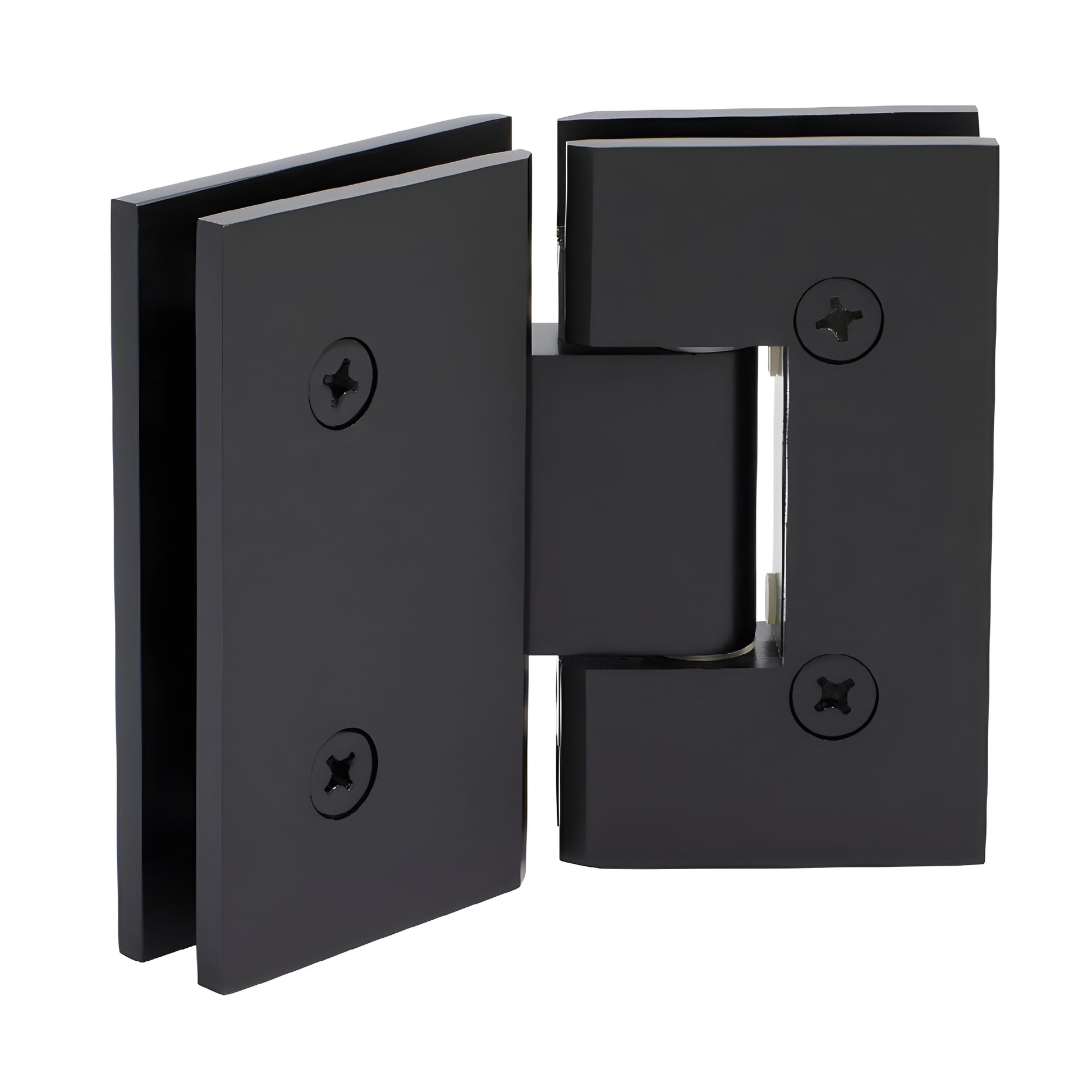 Matte oil-rubbed bronze square shower hinge for 3/8-1/2" glass, glass-to-glass 135 , SKU V1E0450RB